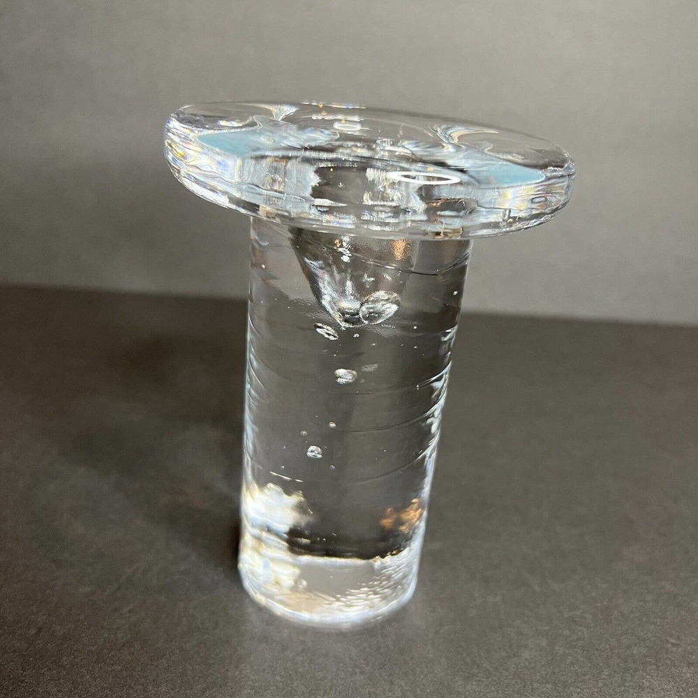 Kosta Boda COOL Collection Candle Holder Kjell Engman Ice Clear Minimalist 5.25” - Picture 3 of 6